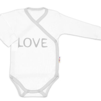 Baby Nellys Body dlhý rukáv Love - zapínanie bokom, biele veľ. 68