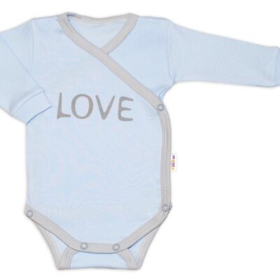 Baby Nellys Body dlhý rukáv Love - zapínanie bokom, modré