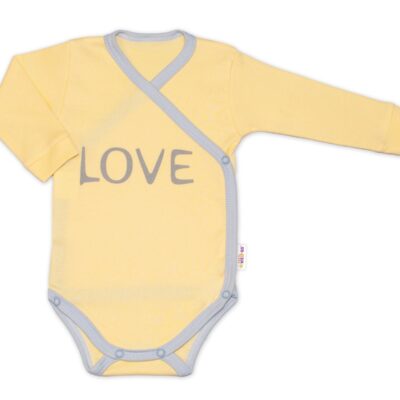 Baby Nellys Body dlhý rukáv Love - zapínanie bokom, žlté, vel. 74