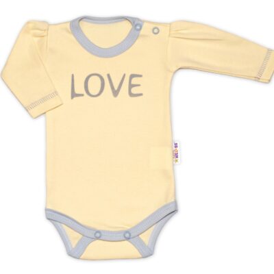 Baby Nellys Body dlhý rukáv Love - žltý