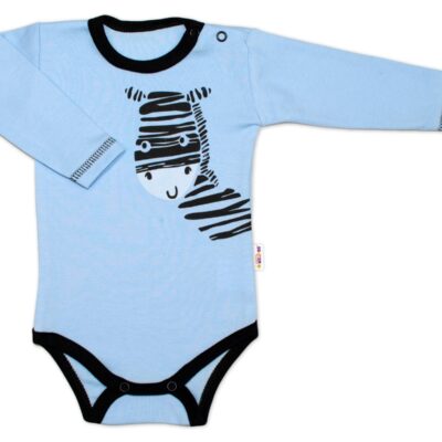 Baby Nellys Body dlhý rukáv, modré, Zebra, veľ. 80