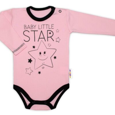 Baby Nellys Body dlhý rukáv, ružové, Baby Little Star