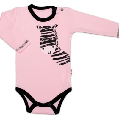 Baby Nellys Body dlhý rukáv, ružové, Zebra, veľ. 56