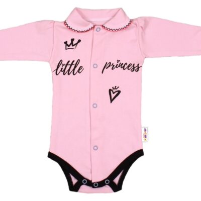 Baby Nellys Body dlhý rukáv s golierikom, veľ. 68, ružové - Little Princess
