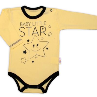 Baby Nellys Body dlhý rukáv, žlté, Baby Little Star