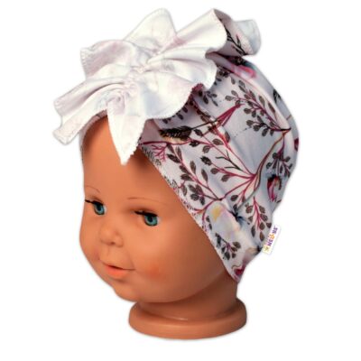 BABY NELLYS Detská čelenka Turban Motýliky, ružová, veľ. 12-24 m