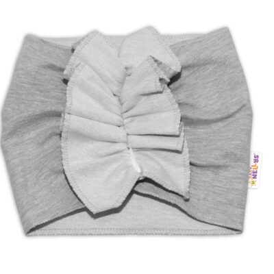 BABY NELLYS Detská čelenka Turban, sivá, 2 - 3 roky