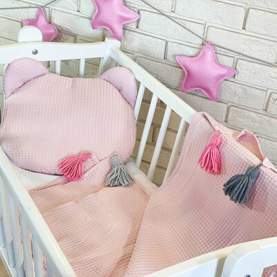 Baby Nellys: Vaflový 2-dielny set Macko (staroružový)