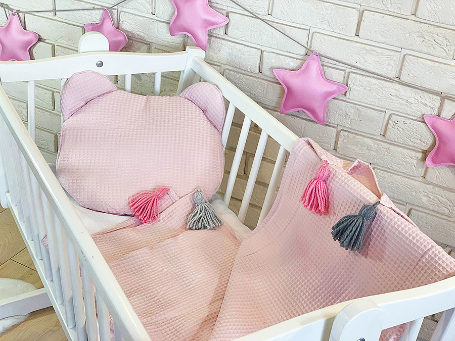 Baby Nellys: Vaflový 2-dielny set Macko (staroružový)