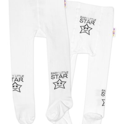 Baby Nellys Detské pančuchy bavlnené Baby LITTLE STAR, biele, 1ks, veľ. 92/98