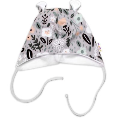 Baby Nellys Dojčenská čiapočka s uškami na zaväzovanie - Palouček, mätová, veľ. 68/74