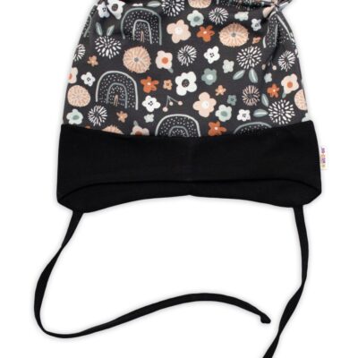 Baby Nellys Dojčenská čiapočka uzlíček na zaväzovanie - Palouček, grafit, veľ. 68/74