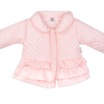 Baby Nellys Dojčenská prechodová bundička s volánikmi, svetlo ružová, veľ. 62