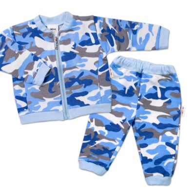 BABY NELLYS Dojčenská tepláková súprava army, modrá