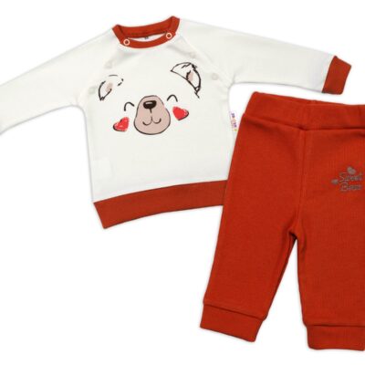 Baby Nellys Dojčenská tepláková súprava Teddy,dvojaké zap. pri krku - smotanová, veľ. 74
