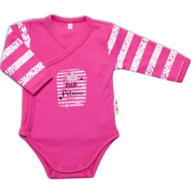 Baby Nellys Dojčenské body, dl. rukáv, zap. bokom Sweet Little Princess, ružová