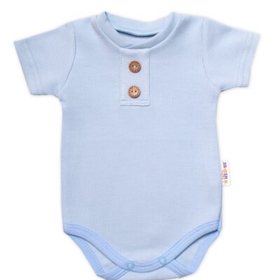 Baby Nellys Dojčenské rebrované body s gombíkmi kr. rukáv, Boy - sv. modré, veľ. 68