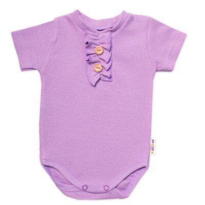 Baby Nellys Dojčenské rebrované body s gombíkmi kr. rukáv, Girl - lila