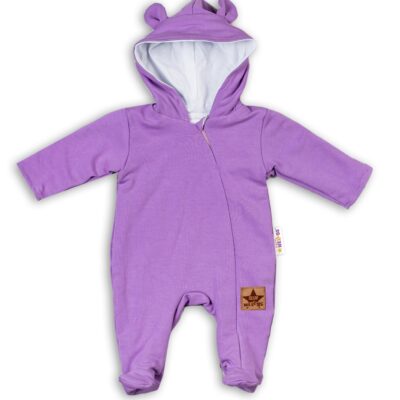 Baby Nellys Dojčenský teplákový overal s kapucňou - fialový, veľ. 68