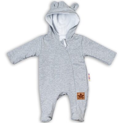 Baby Nellys Dojčenský teplákový overal s kapucňou - sivý, veľ. 86
