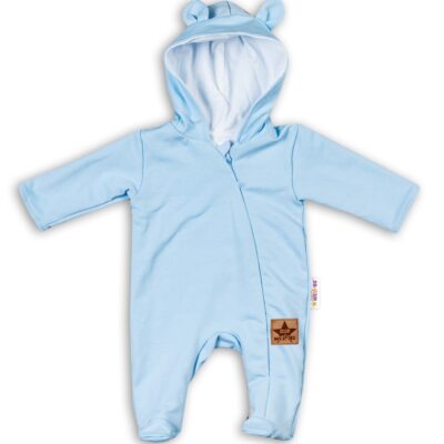 Baby Nellys Dojčenský teplákový overal s kapucňou - sv. modrý, veľ. 86