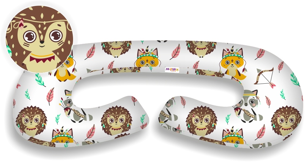 Baby Nellys: Dojčiaci vankúš MAXI Ježko a Líška (biely)