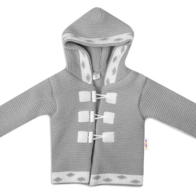 Baby Nellys Dvojvrstvová dojčenská bundička, svetrík - šedý, veľ. 62