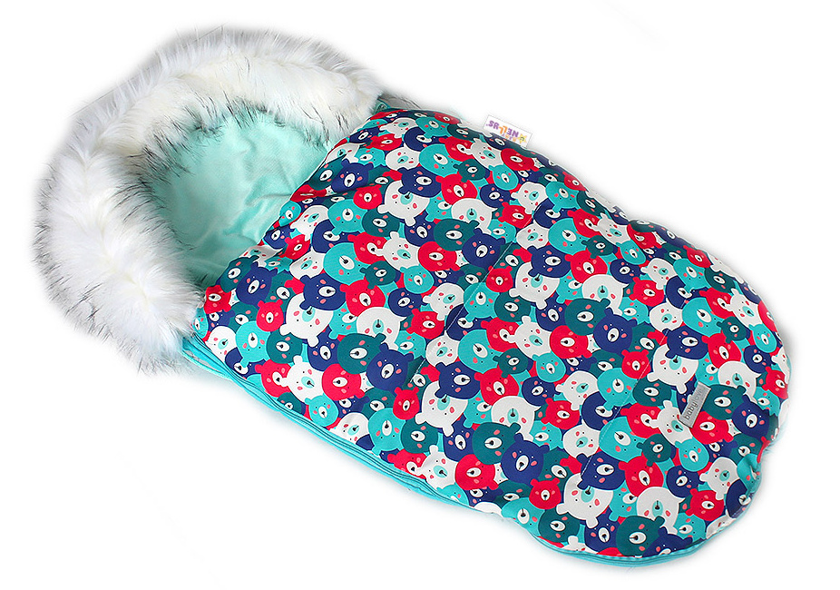 Baby Nellys: Fusak Velvet Winter Lux 105x55 Medvedíky