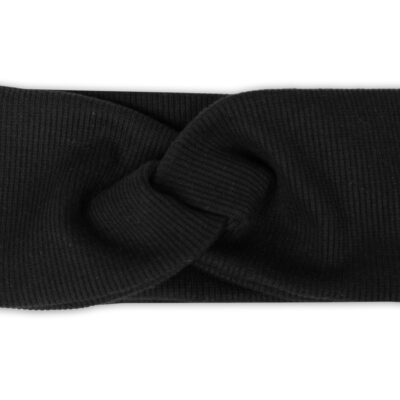 Baby Nellys Hand Made Dvojvrstvová rebrovaná čelenka, čierna, 68/74