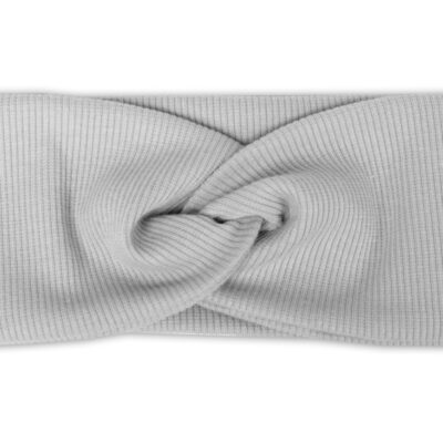 Baby Nellys Hand Made Dvojvrstvová rebrovaná čelenka, sivá, 92/98