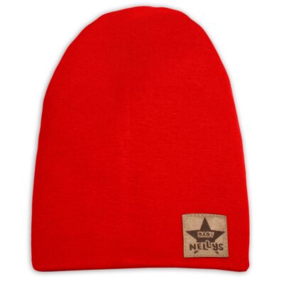 Baby Nellys Hand Made Jarná/jesenná bavlnená čiapka - dvojvrstvová, červená, vel. 110