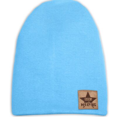 Baby Nellys Hand Made Jarná/jesenná bavlnená čiapka - dvojvrstvová, sv. modrá
