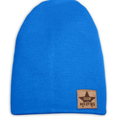 Baby Nellys Hand Made Jarná/jesenná bavlnená čiapka - dvojvrstvová, tm. modrá
