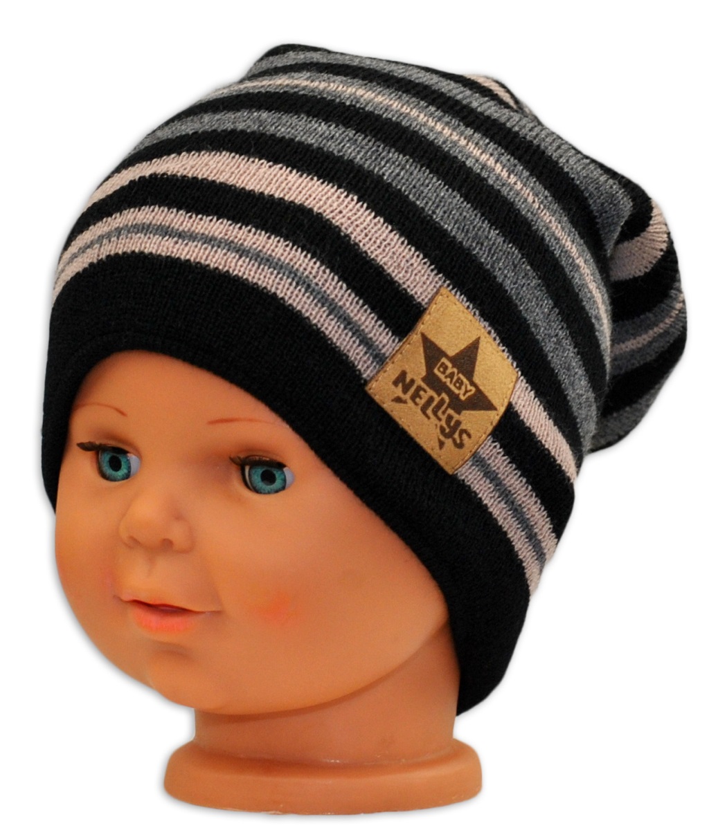 BABY NELLYS: Jarná/jesenná čiapka (čierna/béžová/grafit)
