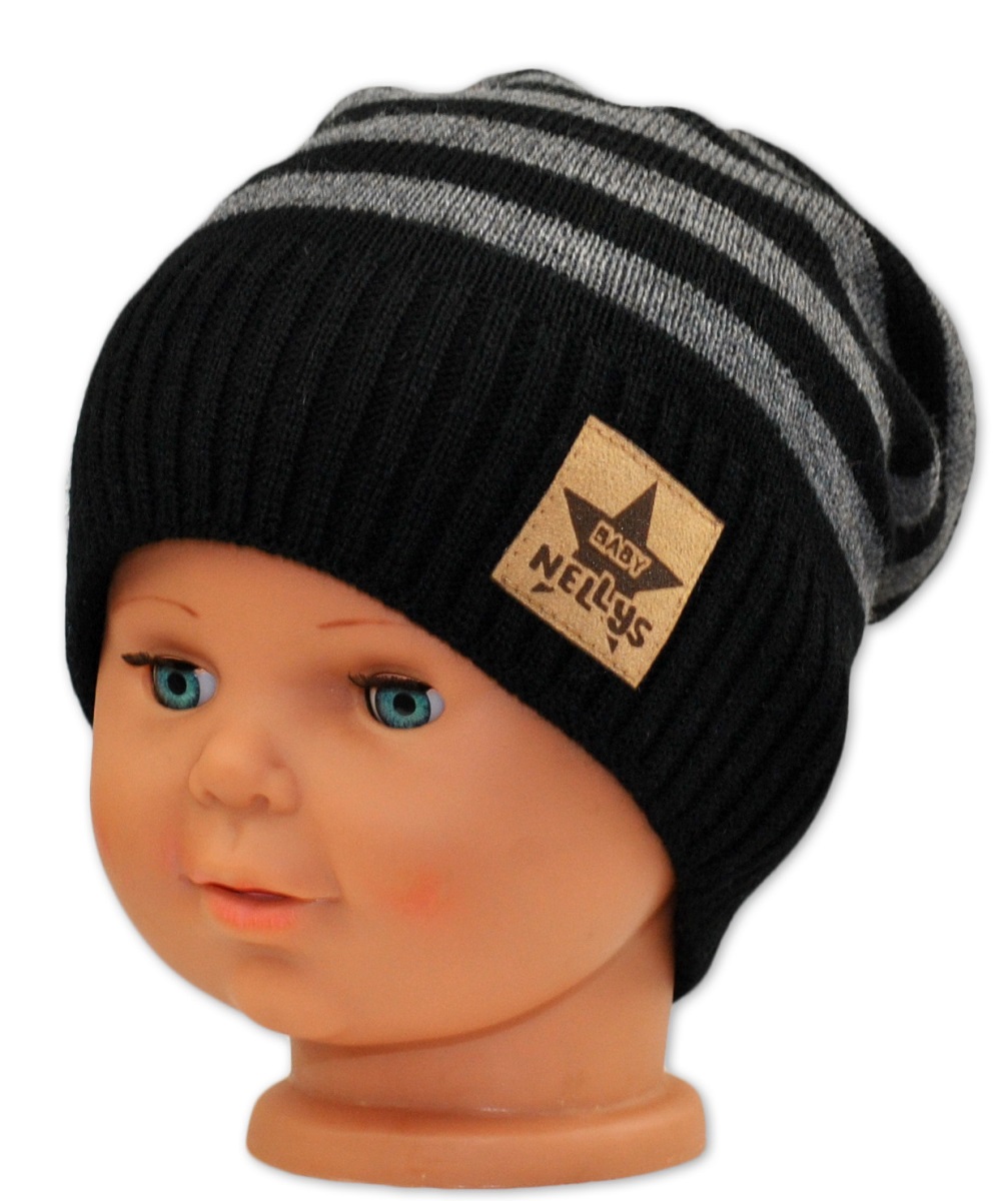 BABY NELLYS: Jesenná/zimná čiapka (čierno/sivá)