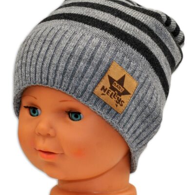 BABY NELLYS: Jesenná/zimná čiapka (sv. sivá/grafit)