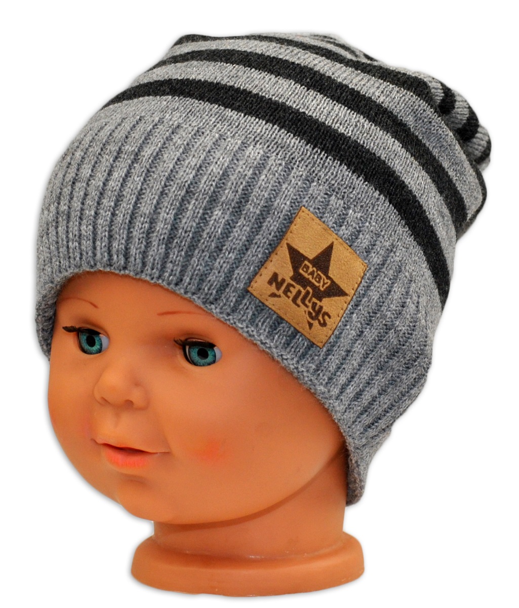 BABY NELLYS: Jesenná/zimná čiapka (sv. sivá/grafit)