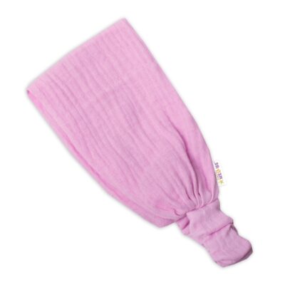 Baby Nellys Ľahká mušelínová čelenka Bandana, ružová, vel. 104/110