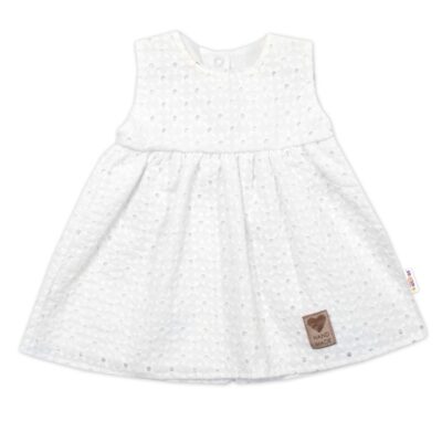 Baby Nellys Ľahké Handmade šatičky Madeira, biele, veľ. 104