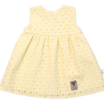 Baby Nellys Ľahké Handmade šatičky Madeira, žlté, veľ. 104