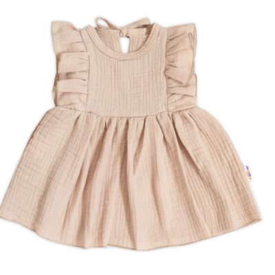 Baby Nellys Ľahké mušelínové šatočky, béžové, veľ. 104