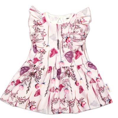 Baby Nellys Letné šaty s krátkym rukávom Motýliky - ružové, veľ. 68