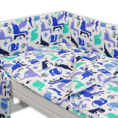 Baby Nellys Mantinel s obliečkami 135x100 - Dinosaurus modrý