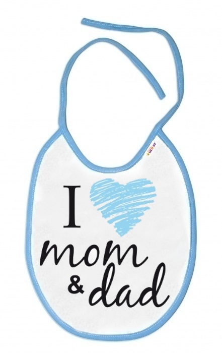 Baby Nellys: Podbradník I Love Mom & Dad (modrý)