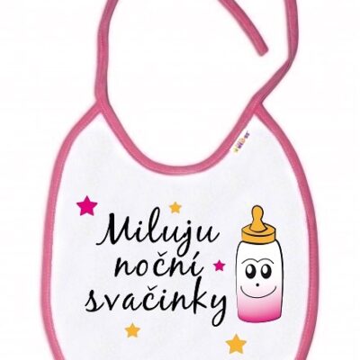Baby Nellys: Podbradník Milujem nočné desiate (ruž. lem)