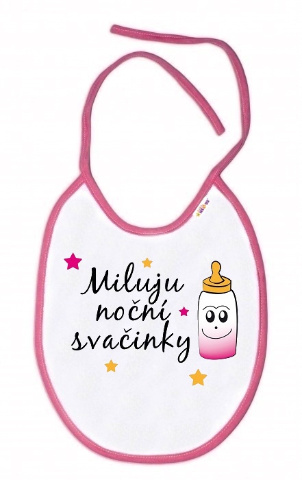 Baby Nellys: Podbradník Milujem nočné desiate (ruž. lem)