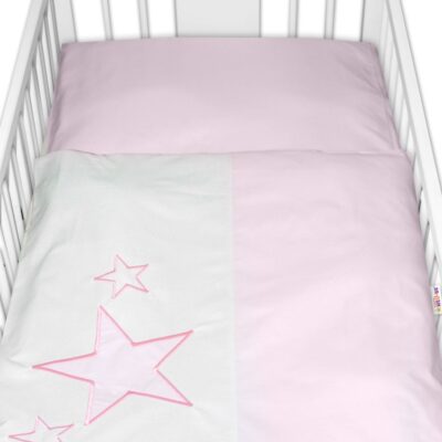 Baby Nellys Obliečky do postieľky Baby Stars  - ružové, veľ. 135x100 cm