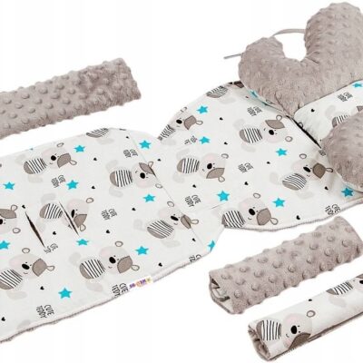 Baby Nellys: 5-dielny komplet Cute Teddy (biela/sivá)