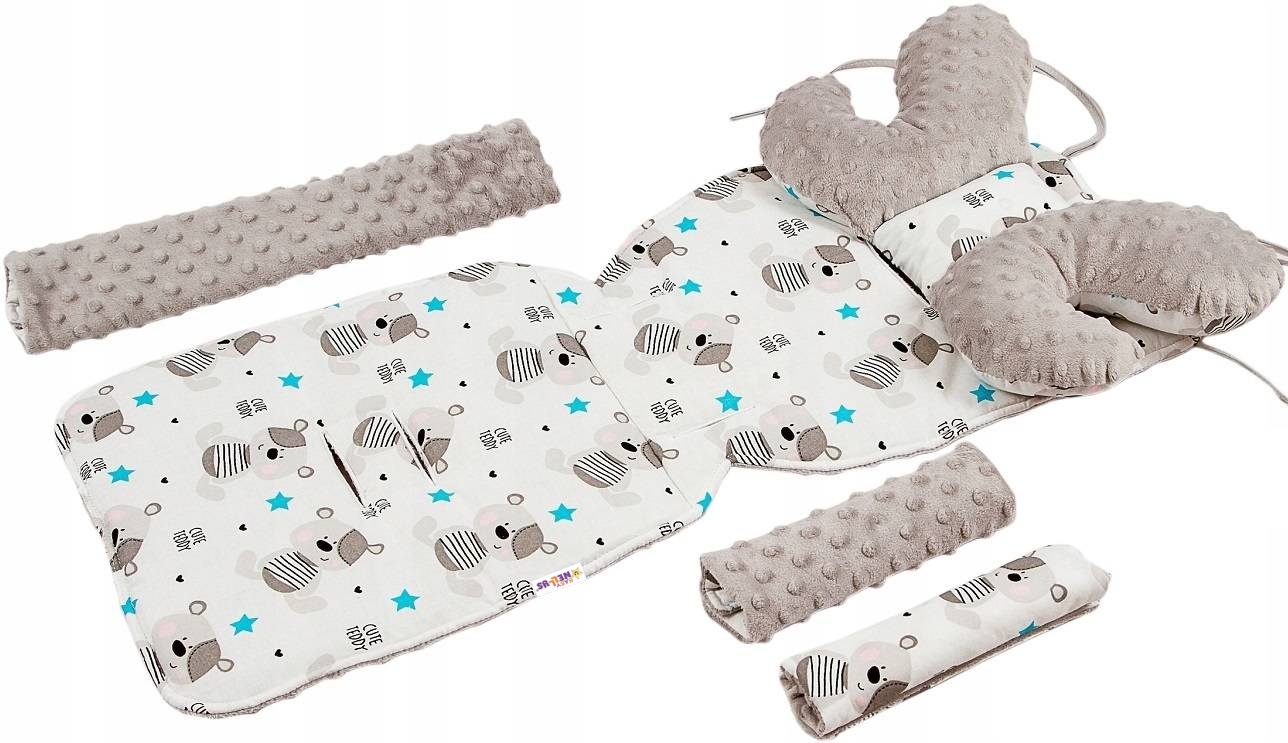 Baby Nellys: 5-dielny komplet Cute Teddy (biela/sivá)