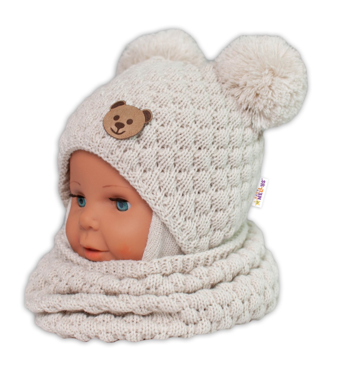 Baby Nellys: Pletený nákrčník/komín (ecru)